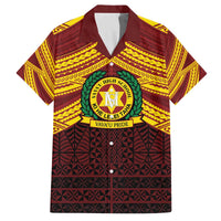 Personalised Tonga Vava'u High School Family Matching Off The Shoulder Long Sleeve Dress and Hawaiian Shirt Polynesian Ngatu Tribal LT9 Dad's Shirt - Short Sleeve Red - Polynesian Pride