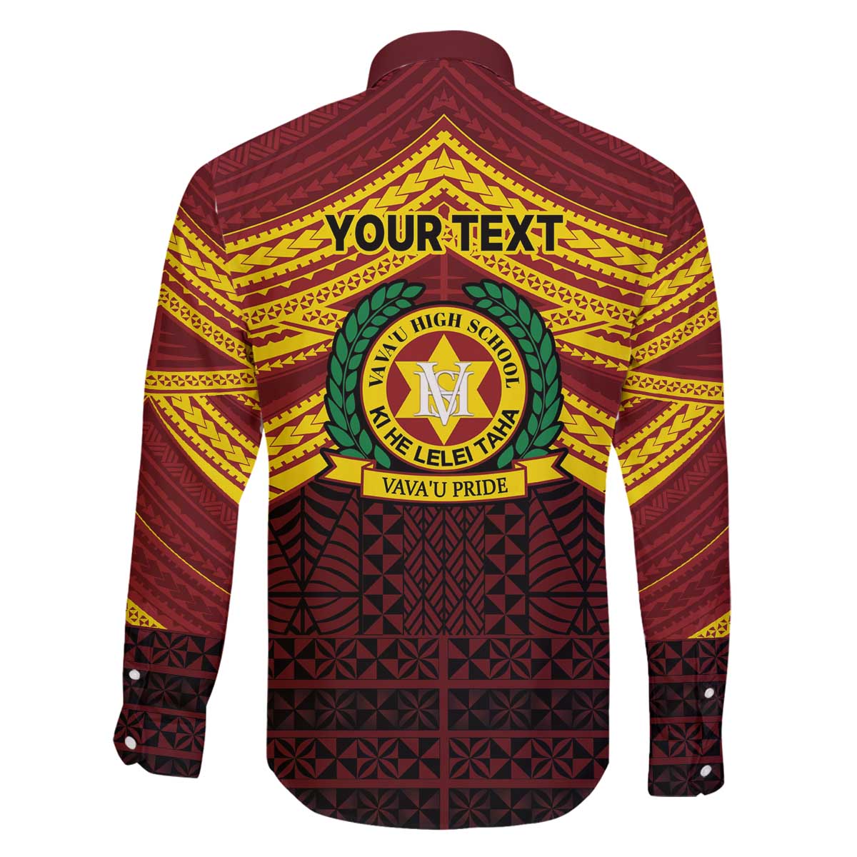 Personalised Tonga Vava'u High School Family Matching Off The Shoulder Long Sleeve Dress and Hawaiian Shirt Polynesian Ngatu Tribal LT9 - Polynesian Pride
