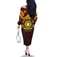 Personalised Tonga Vava'u High School Family Matching Off The Shoulder Long Sleeve Dress and Hawaiian Shirt Polynesian Ngatu Tribal LT9 - Polynesian Pride