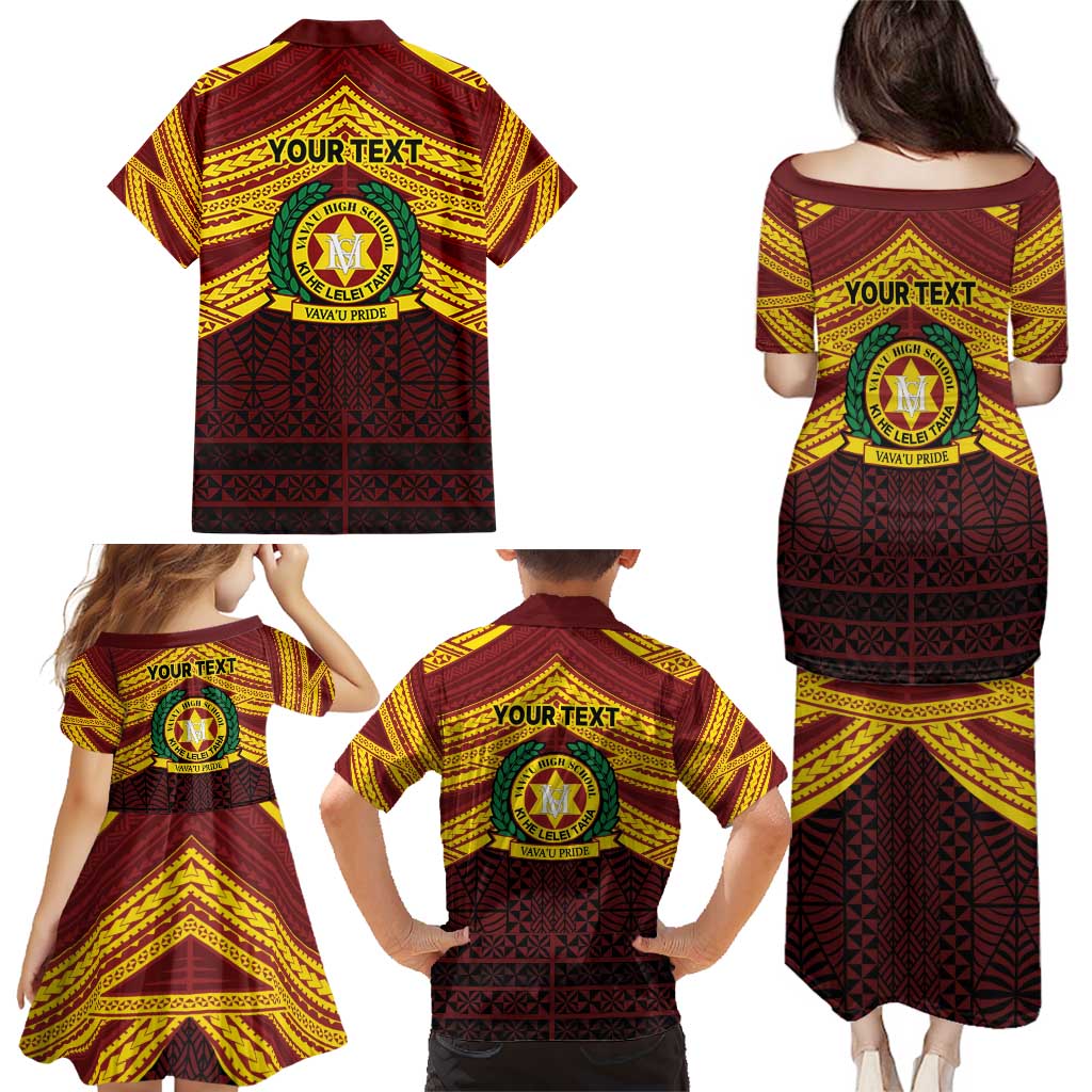 Personalised Tonga Vava'u High School Family Matching Puletasi and Hawaiian Shirt Polynesian Ngatu Tribal LT9 - Polynesian Pride