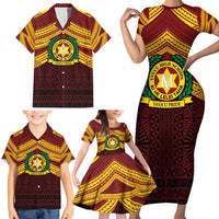 Personalised Tonga Vava'u High School Family Matching Short Sleeve Bodycon Dress and Hawaiian Shirt Polynesian Ngatu Tribal LT9 - Polynesian Pride