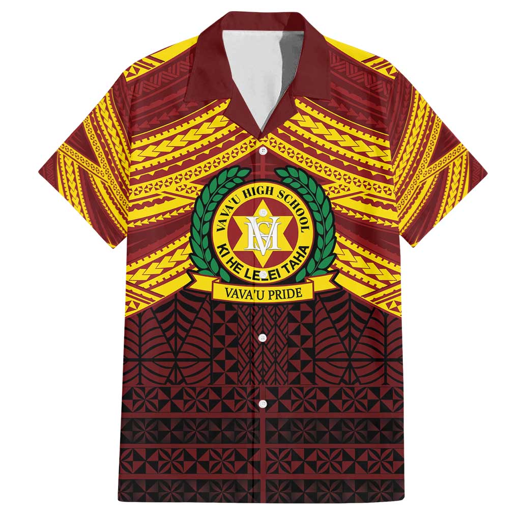 Personalised Tonga Vava'u High School Family Matching Summer Maxi Dress and Hawaiian Shirt Polynesian Ngatu Tribal LT9 Dad's Shirt - Short Sleeve Red - Polynesian Pride