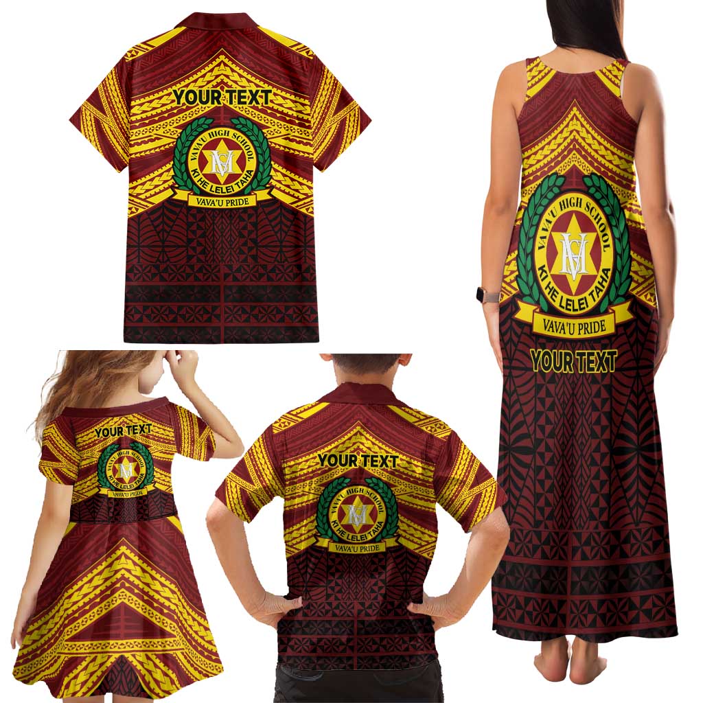 Personalised Tonga Vava'u High School Family Matching Tank Maxi Dress and Hawaiian Shirt Polynesian Ngatu Tribal LT9 - Polynesian Pride