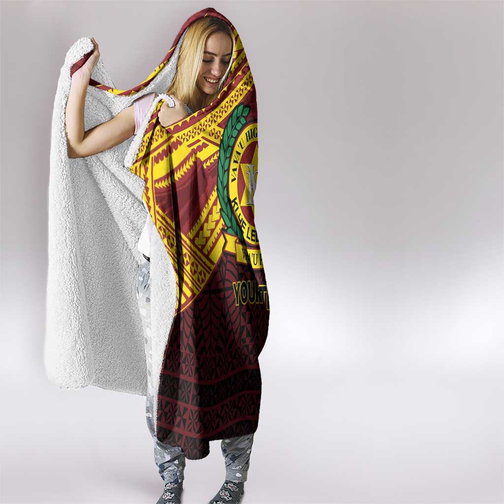 Personalised Tonga Vava'u High School Hooded Blanket Polynesian Ngatu Tribal