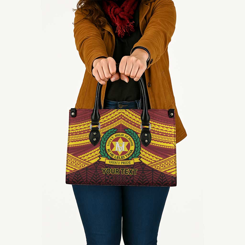 Personalised Tonga Vava'u High School Leather Bag Polynesian Ngatu Tribal - Polynesian Pride