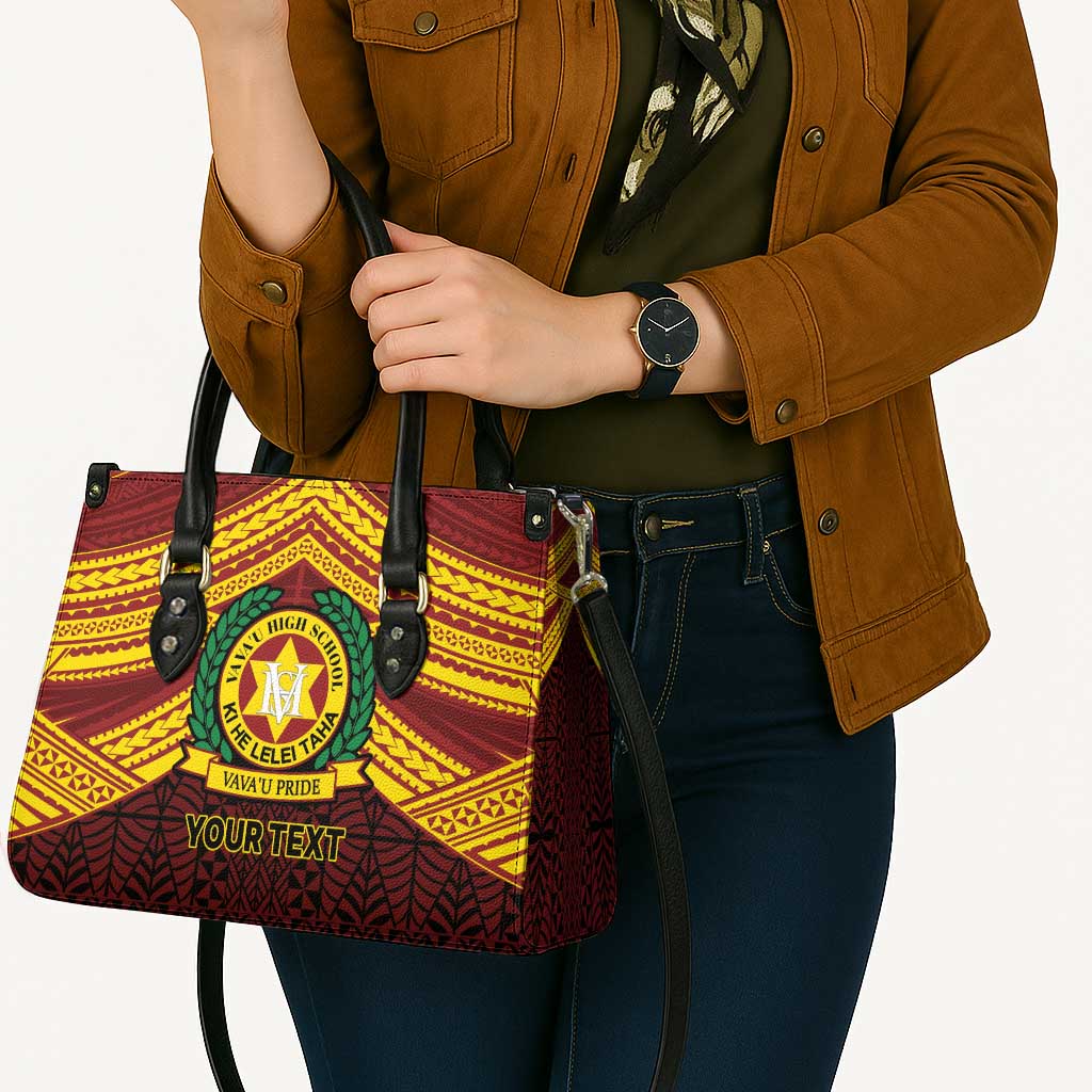 Personalised Tonga Vava'u High School Leather Bag Polynesian Ngatu Tribal - Polynesian Pride