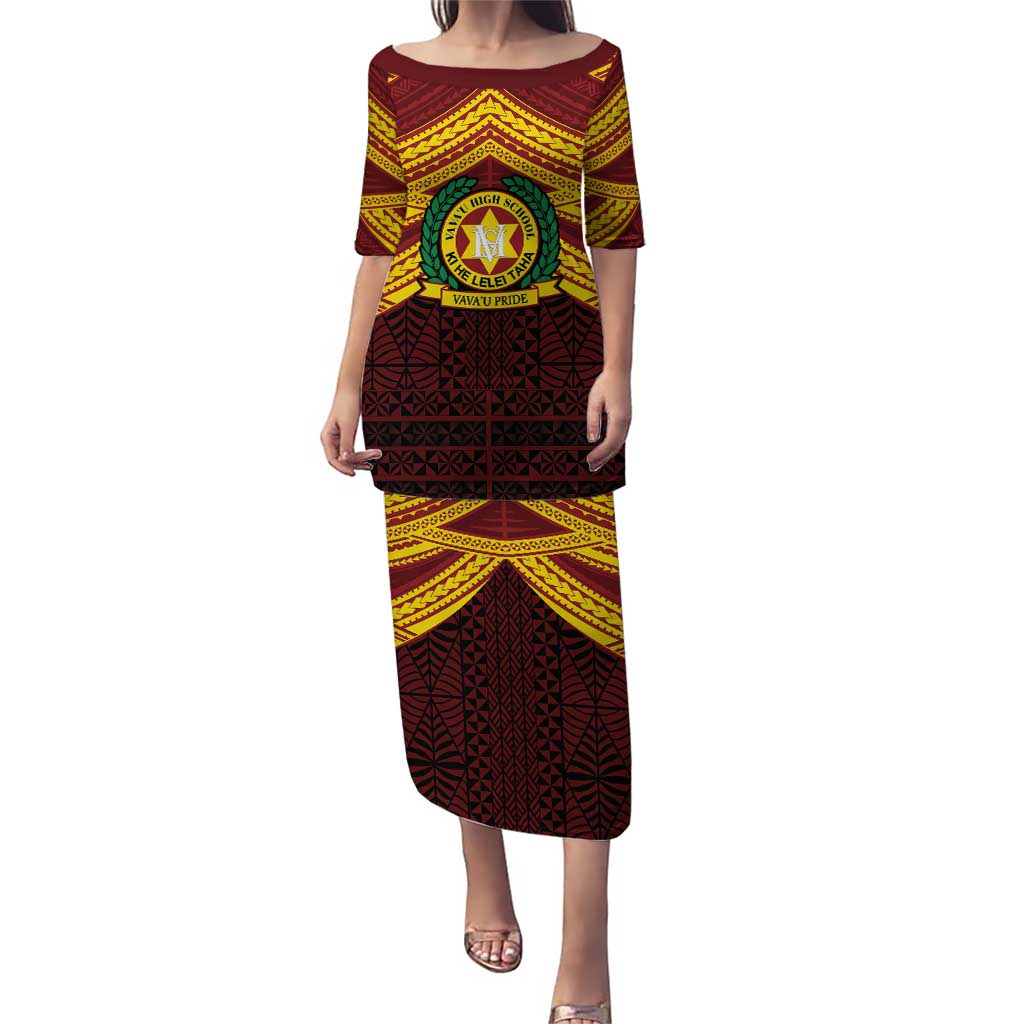 Personalised Tonga Vava'u High School Puletasi Polynesian Ngatu Tribal