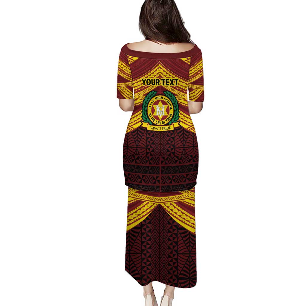 Personalised Tonga Vava'u High School Puletasi Polynesian Ngatu Tribal