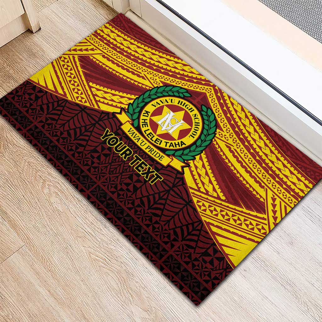 Personalised Tonga Vava'u High School Rubber Doormat Polynesian Ngatu Tribal