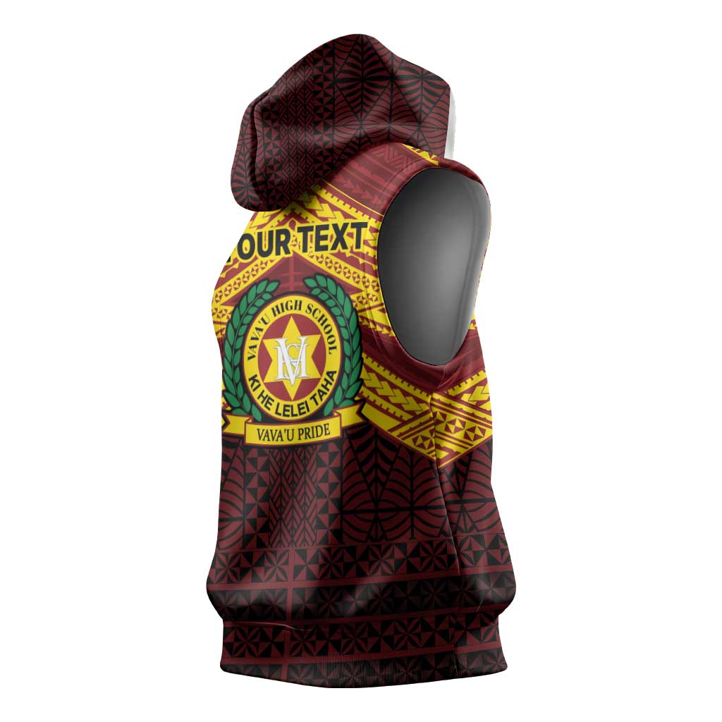 Personalised Tonga Vava'u High School Sleeveless Hoodie Polynesian Ngatu Tribal LT9 - Polynesian Pride