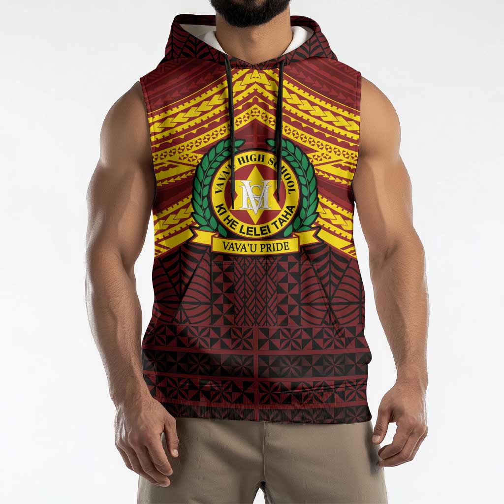 Personalised Tonga Vava'u High School Sleeveless Hoodie Polynesian Ngatu Tribal LT9 - Polynesian Pride