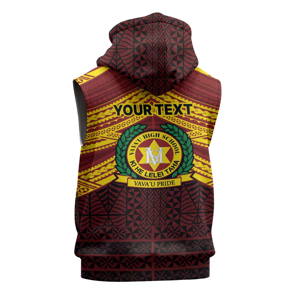 Personalised Tonga Vava'u High School Sleeveless Zip Hoodie Polynesian Ngatu Tribal - Polynesian Pride