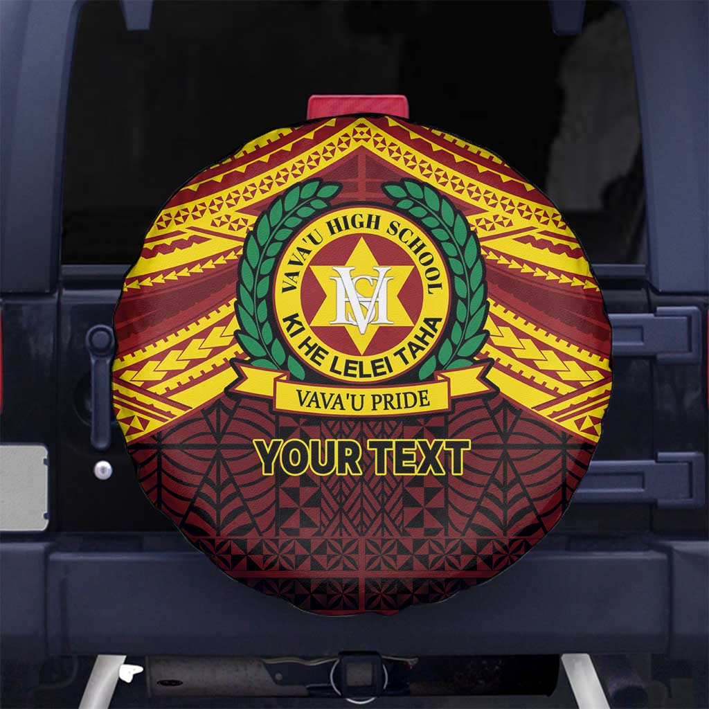 Personalised Tonga Vava'u High School Spare Tire Cover Polynesian Ngatu Tribal LT9 No hole Red - Polynesian Pride