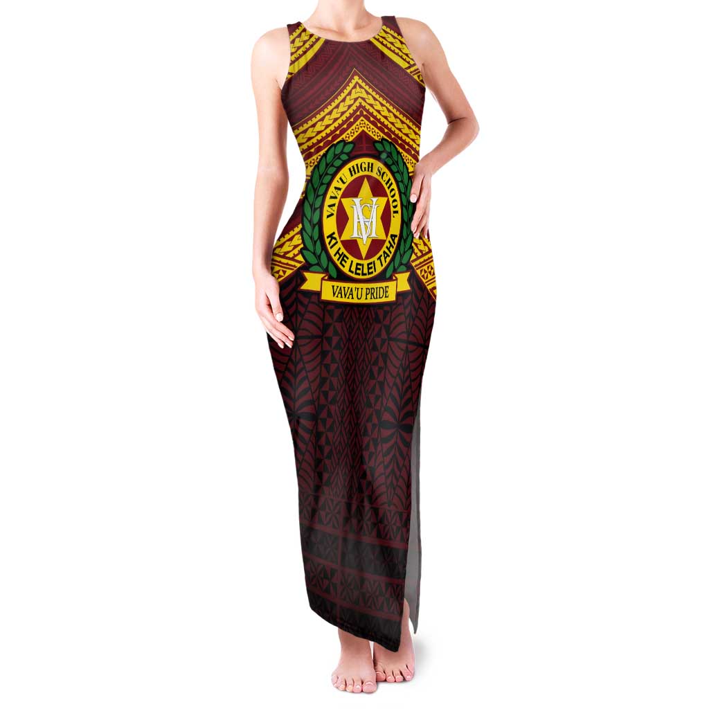 Personalised Tonga Vava'u High School Tank Maxi Dress Polynesian Ngatu Tribal
