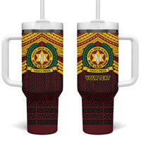 Personalised Tonga Vava'u High School Tumbler With Handle Polynesian Ngatu Tribal