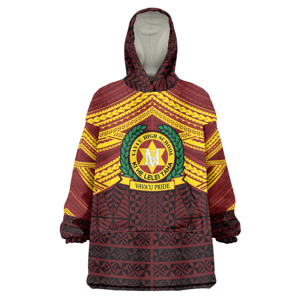 Personalised Tonga Vava'u High School Wearable Blanket Hoodie Polynesian Ngatu Tribal LT9 One Size Red - Polynesian Pride