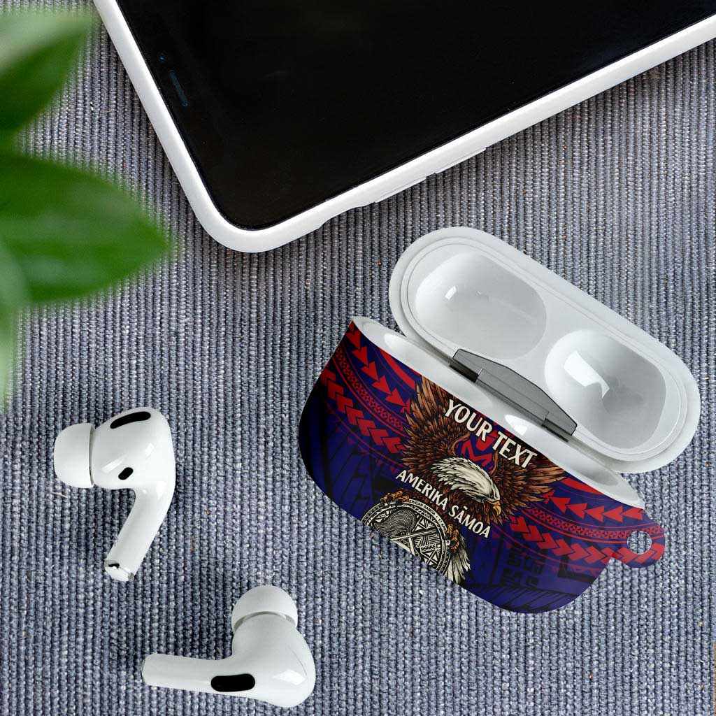 American Samoa Brave Eagle Personalized AirPods Case National Flag Color - Polynesian Pride