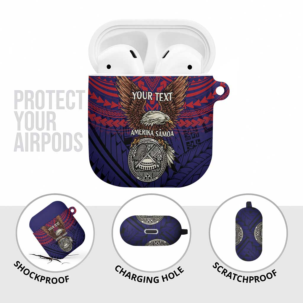 American Samoa Brave Eagle Personalized AirPods Case National Flag Color - Polynesian Pride