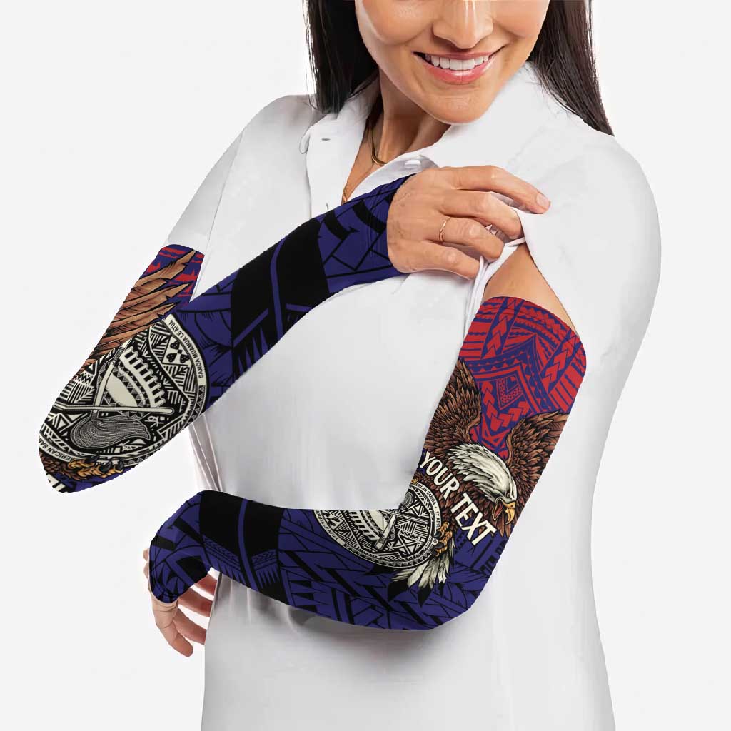 American Samoa Brave Eagle Personalized Arm Sleeves National Flag Color - Polynesian Pride