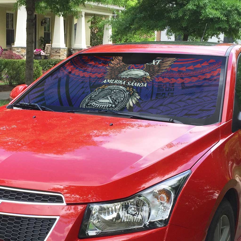 American Samoa Brave Eagle Personalized Auto Sun Shade National Flag Color - Polynesian Pride