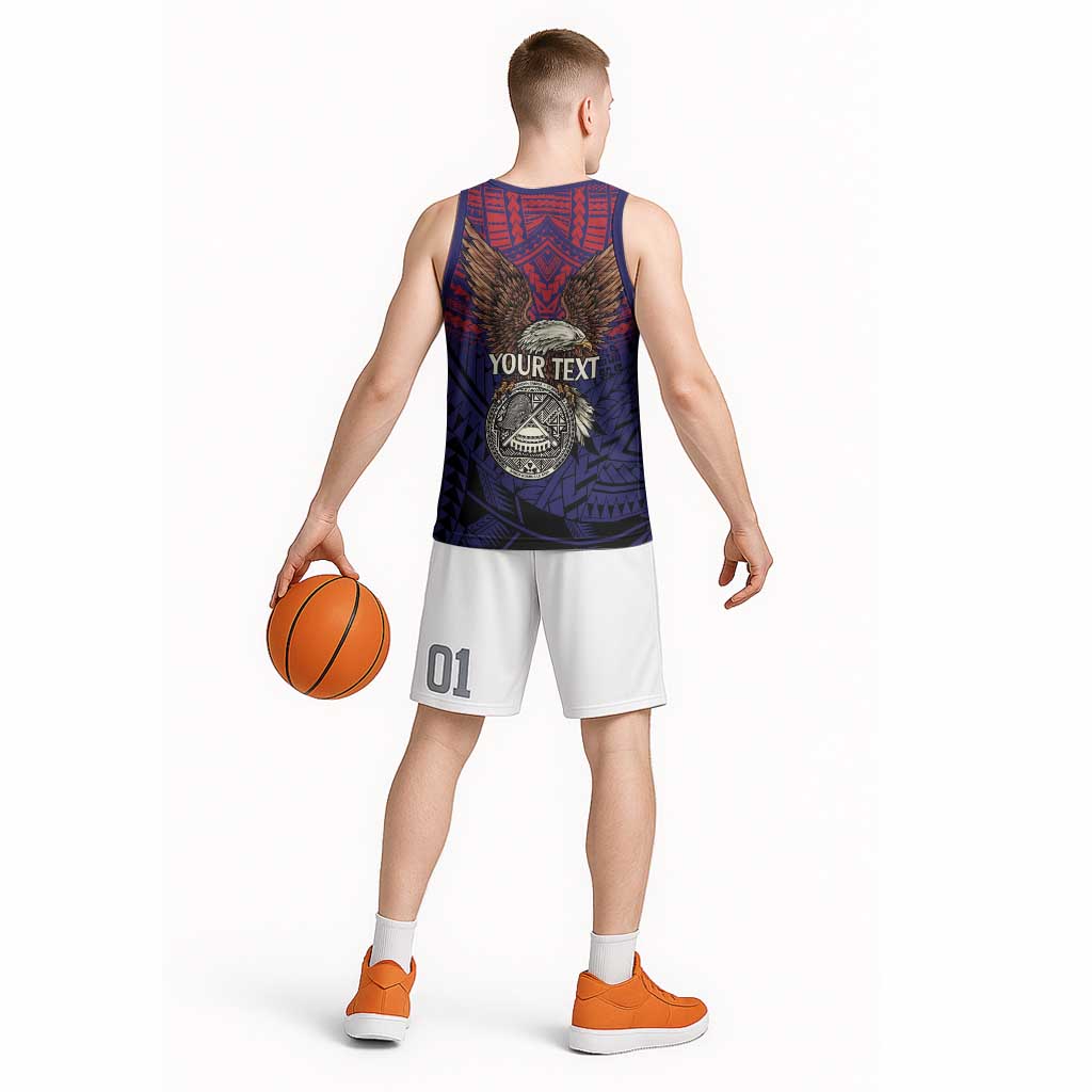 American Samoa Brave Eagle Personalized Basketball Jersey National Flag Color - Polynesian Pride