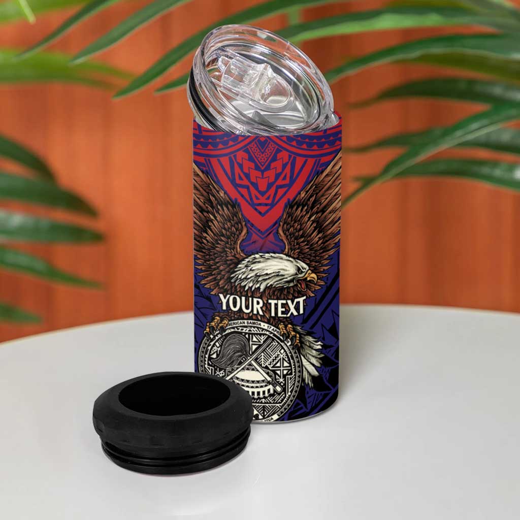American Samoa Brave Eagle Personalized 4 in 1 Can Cooler Tumbler National Flag Color