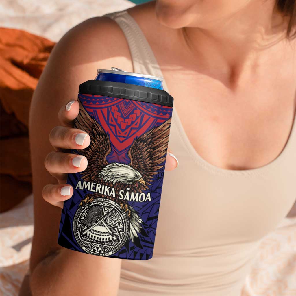 American Samoa Brave Eagle Personalized 4 in 1 Can Cooler Tumbler National Flag Color