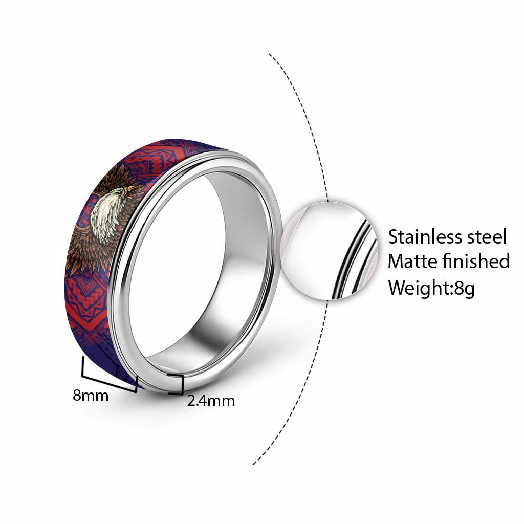 American Samoa Brave Eagle Classic Ring National Flag Color - Polynesian Pride