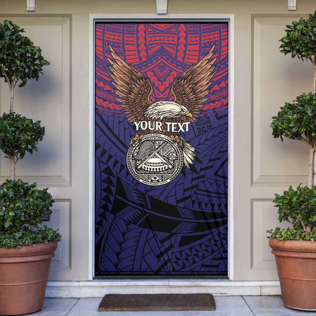 American Samoa Brave Eagle Personalized Door Cover National Flag Color LT9 Blue - Polynesian Pride
