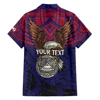 American Samoa Brave Eagle Personalized Family Matching Long Sleeve Bodycon Dress and Hawaiian Shirt National Flag Color