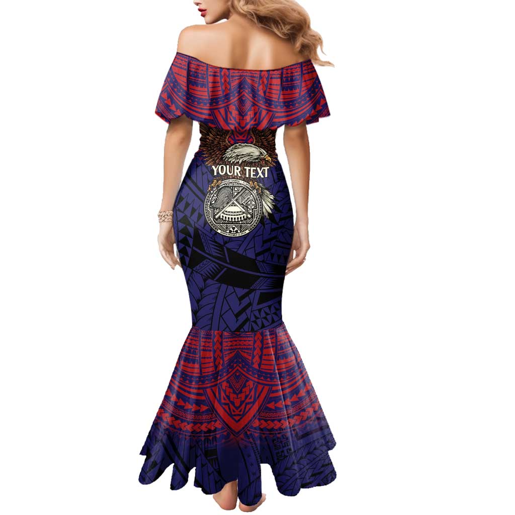 American Samoa Brave Eagle Personalized Family Matching Mermaid Dress and Hawaiian Shirt National Flag Color