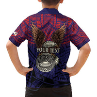 American Samoa Brave Eagle Personalized Family Matching Off The Shoulder Long Sleeve Dress and Hawaiian Shirt National Flag Color