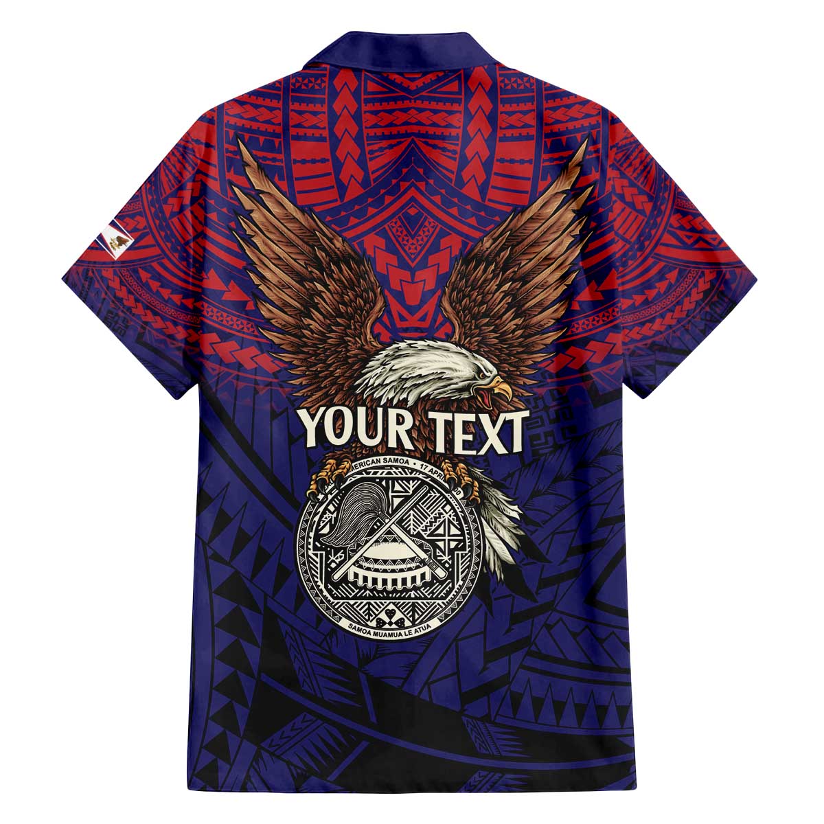 American Samoa Brave Eagle Personalized Family Matching Off The Shoulder Long Sleeve Dress and Hawaiian Shirt National Flag Color
