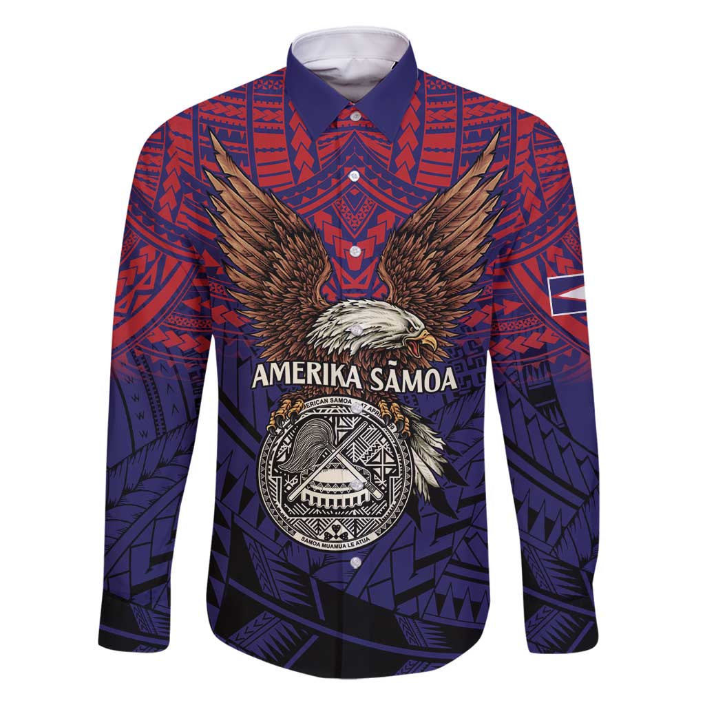 American Samoa Brave Eagle Personalized Family Matching Off Shoulder Maxi Dress and Hawaiian Shirt National Flag Color