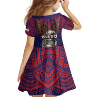 American Samoa Brave Eagle Personalized Family Matching Off Shoulder Short Dress and Hawaiian Shirt National Flag Color