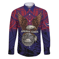 American Samoa Brave Eagle Personalized Family Matching Off Shoulder Short Dress and Hawaiian Shirt National Flag Color