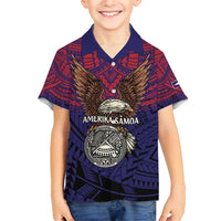 American Samoa Brave Eagle Personalized Family Matching Short Sleeve Bodycon Dress and Hawaiian Shirt National Flag Color