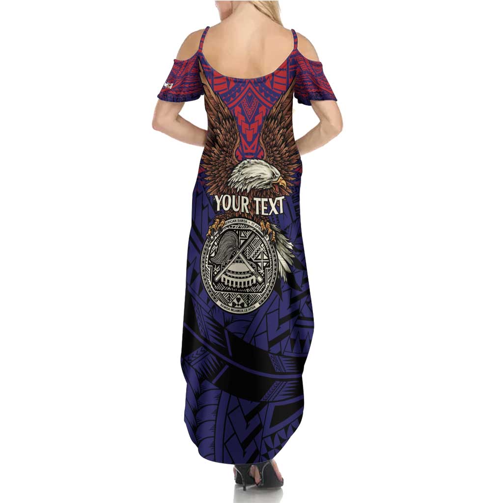American Samoa Brave Eagle Personalized Family Matching Summer Maxi Dress and Hawaiian Shirt National Flag Color