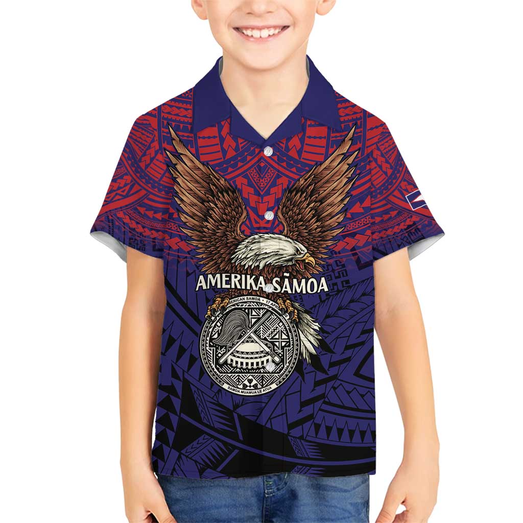 American Samoa Brave Eagle Personalized Family Matching Summer Maxi Dress and Hawaiian Shirt National Flag Color