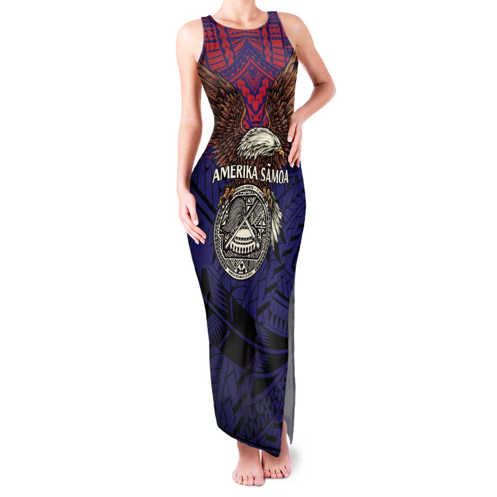 American Samoa Brave Eagle Personalized Family Matching Tank Maxi Dress and Hawaiian Shirt National Flag Color