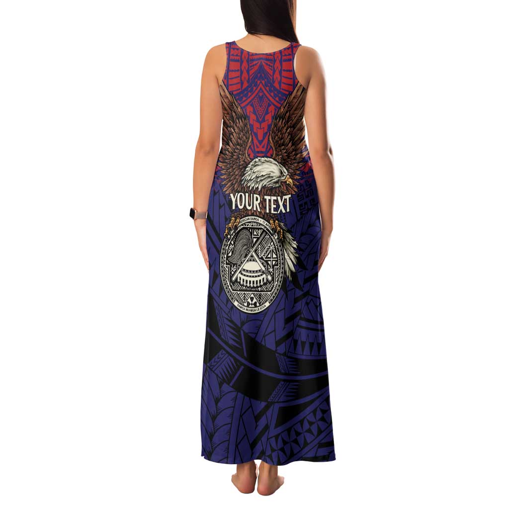 American Samoa Brave Eagle Personalized Family Matching Tank Maxi Dress and Hawaiian Shirt National Flag Color