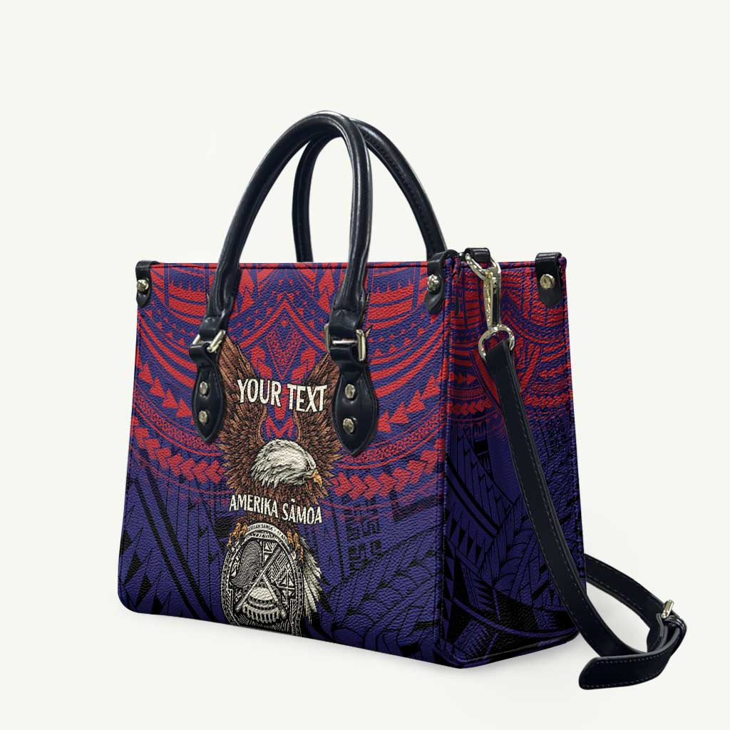American Samoa Brave Eagle Personalized Leather Bag National Flag Color - Polynesian Pride