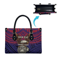 American Samoa Brave Eagle Personalized Leather Bag National Flag Color - Polynesian Pride