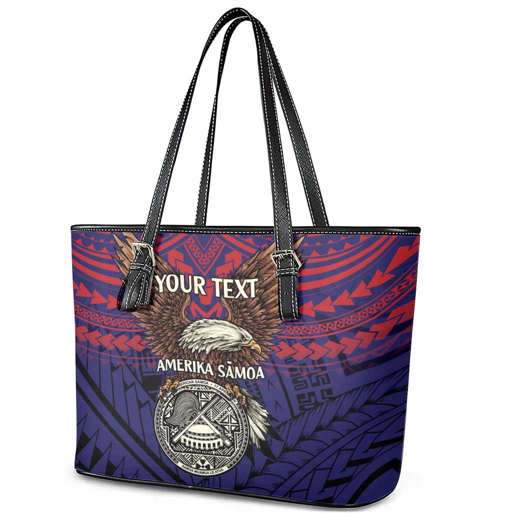 American Samoa Brave Eagle Personalized Leather Tote Bag National Flag Color