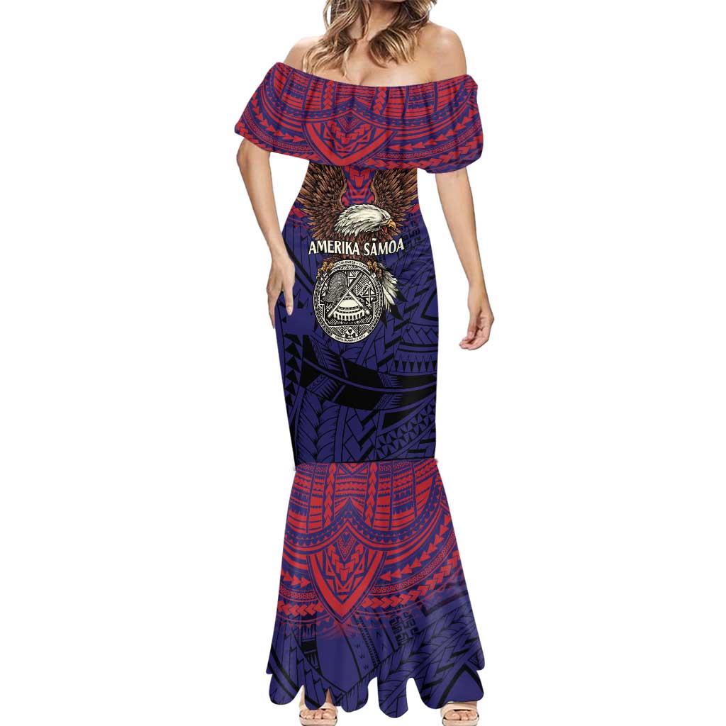 American Samoa Brave Eagle Personalized Mermaid Dress National Flag Color