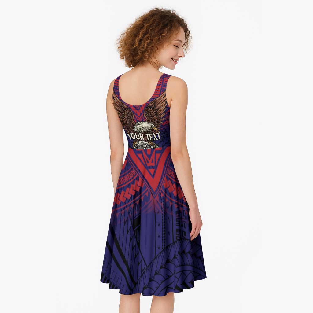 American Samoa Brave Eagle Personalized Midi Dress National Flag Color - Polynesian Pride