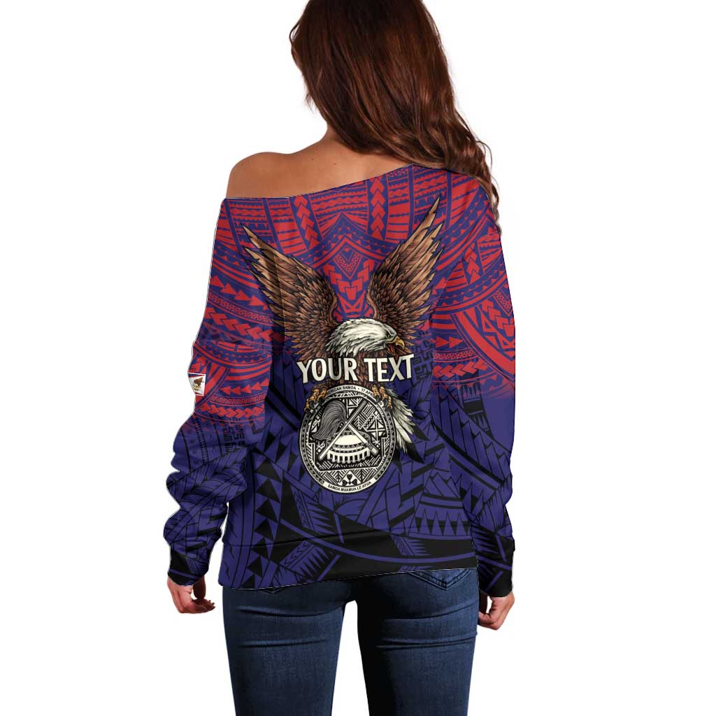 American Samoa Brave Eagle Personalized Off Shoulder Sweater National Flag Color