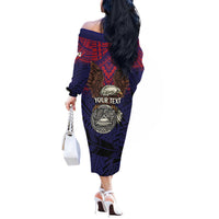 American Samoa Brave Eagle Personalized Off The Shoulder Long Sleeve Dress National Flag Color