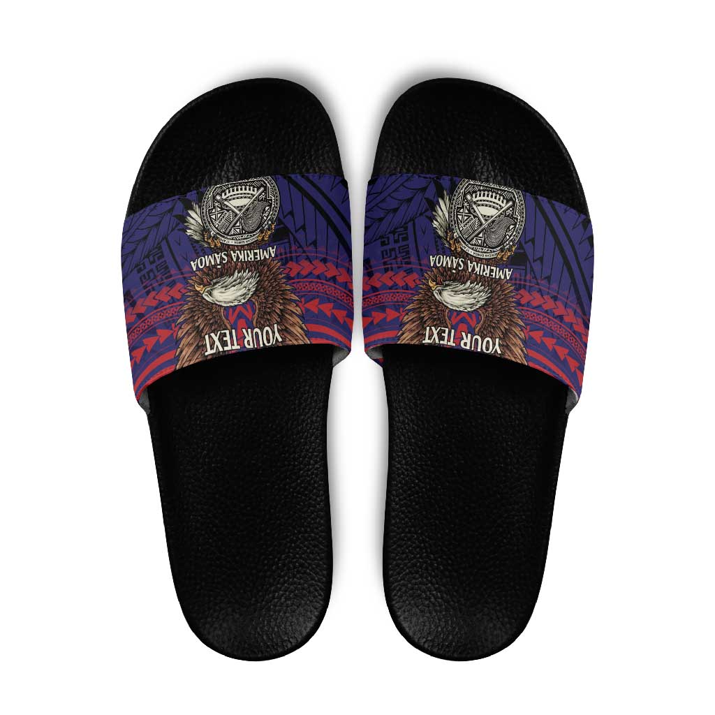 American Samoa Brave Eagle Personalized Slide Sandals National Flag Color - Polynesian Pride