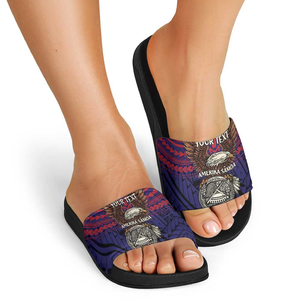 American Samoa Brave Eagle Personalized Slide Sandals National Flag Color - Polynesian Pride